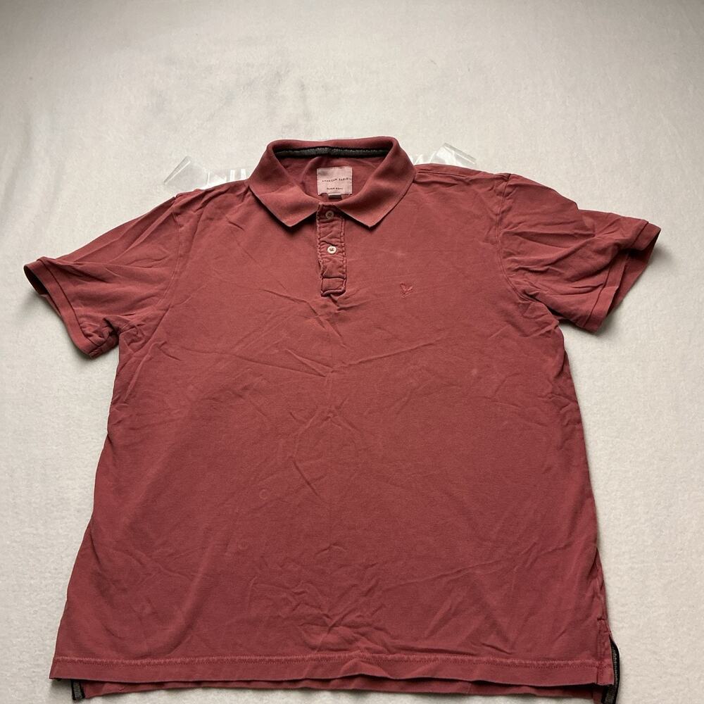 American Eagle Outfitters Polo Shirt Men's Sz L, Red Short Sleeve Adult , 4036